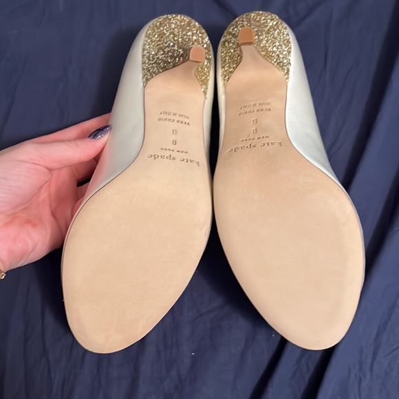 Kate spade clarice white satin and glitter heel - Picture 3 of 8